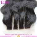 Brazilian hair weave 3 part silk base closure top quality 3 way part closure